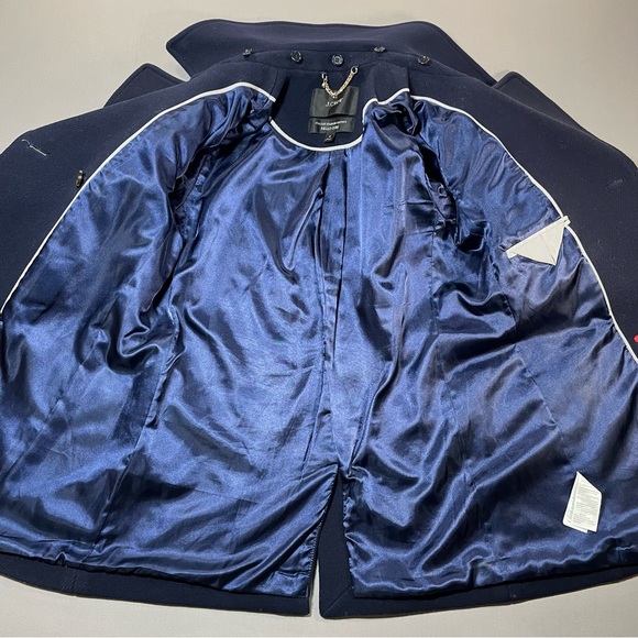 J. Crew Italian Stadium Cloth Faux Fur Collar Pea Coat; Wool Blend - Womens 2 - Picture 12 of 16